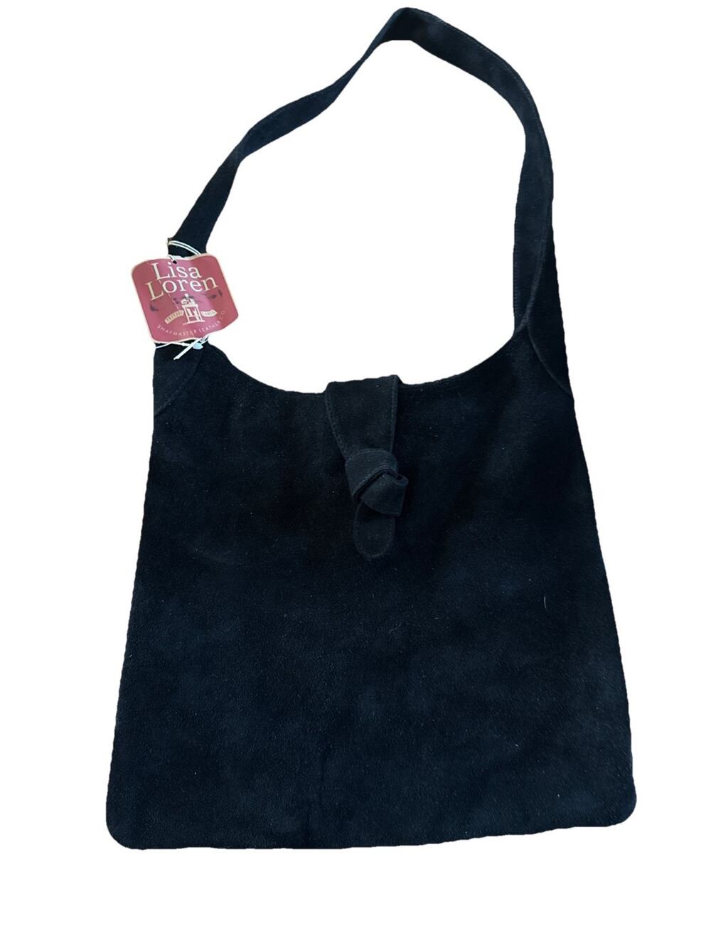 VTG Lisa Loren Black Suede Hobo Shoulder Bag NWT Deadstock 80s 90s Minimalist
